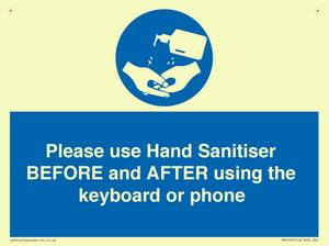 Please use Hand Sanitiser BEFORE and AFTER using the keyboard or phone
